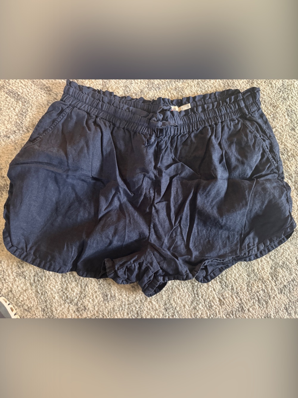 faherty Laguna Linen Tie Waist Short navy large L women